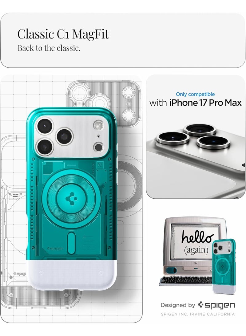 Spigen Classic C1 MagFit for iPhone 17 Pro MAX Case Cover with MagSafe & Extreme Protection Tech - Bondi Blue - Image 2