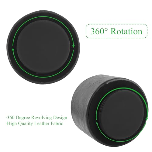 Hennaja Round Leather Art Supply Organizer,Remote Control Holder,360 Degree Spinning,Multi-Functional Pencil Holder,4 Compartments Desktop Stationary Organizer(1-Crazy Black) - Image 4