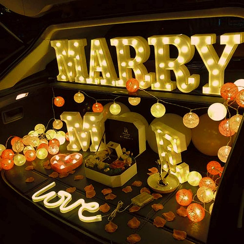 Partyzon Partyzon LED Acrylic Marquee Letter Lights Sign Light Up Alphabet Letters Pack of 1 for Wedding Birthday Party Christmas Home Bar Decoration Warm White Number 4 - Image 5