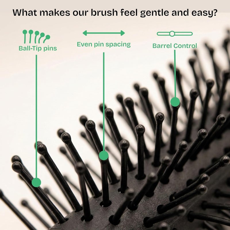 Glitters Travel Handbag Hair Brush with Flexible Bristles - Portable Size (GLOW-2) - Image 3
