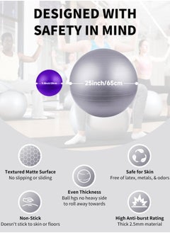 ARCHAEOPTERYX Yoga Ball Fitness Ball, Explosion-proof and Sliding Balance Yoga Ball Chair for Yoga Pilates Childbirth Pregnancy with Quick Inflation Pump 25 & 65cm  - Image 2