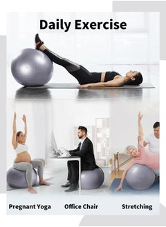 ARCHAEOPTERYX Yoga Ball Fitness Ball, Explosion-proof and Sliding Balance Yoga Ball Chair for Yoga Pilates Childbirth Pregnancy with Quick Inflation Pump 25 & 65cm  - Image 4