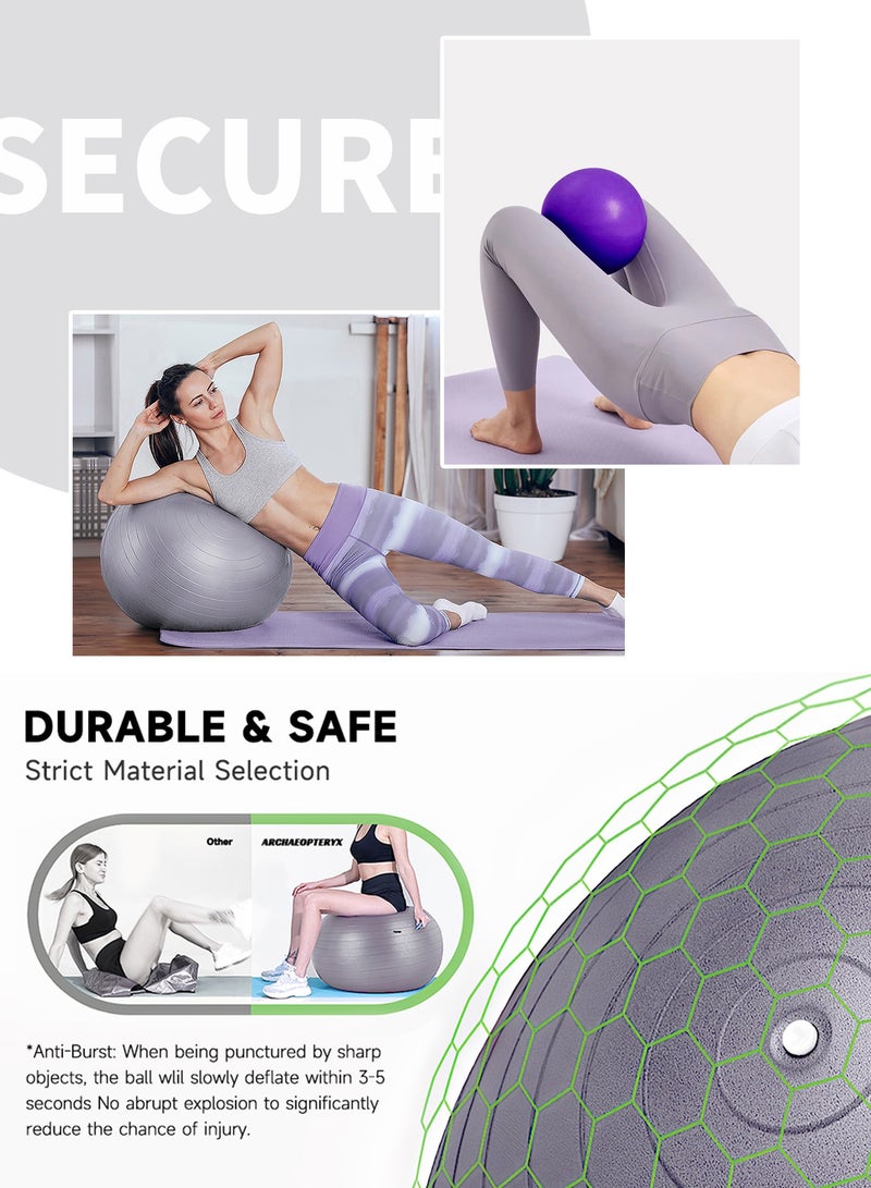 HomKawt 2 PCS Yoga Ball Fitness Ball, Explosion-proof and Sliding Balance Yoga Ball Chair for Yoga Pilates Childbirth Pregnancy with Quick Inflation Pump (25 & 65cm)  - Image 3