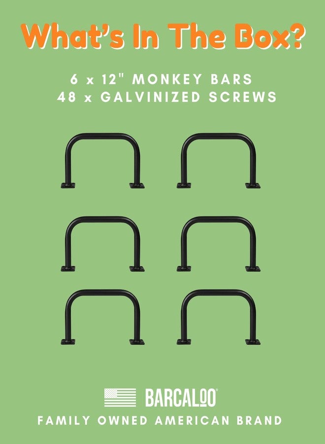 Barcaloo 12x8 Outdoor Indoor Monkey Bars for Backyard- Set of 6, Black U Shaped Metal Monkey Bar Set for Swing Set, Ceiling Mounted & Playground Ladder - Playset Kit Includes Hardware for Mounting - Image 5