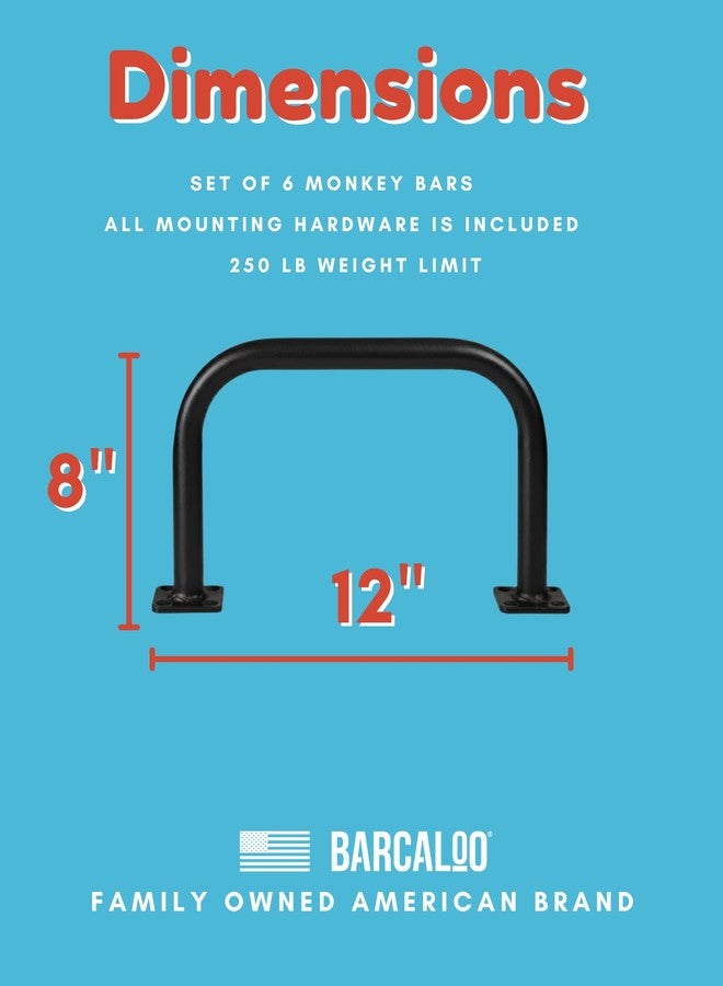 Barcaloo 12x8 Outdoor Indoor Monkey Bars for Backyard- Set of 6, Black U Shaped Metal Monkey Bar Set for Swing Set, Ceiling Mounted & Playground Ladder - Playset Kit Includes Hardware for Mounting - Image 2