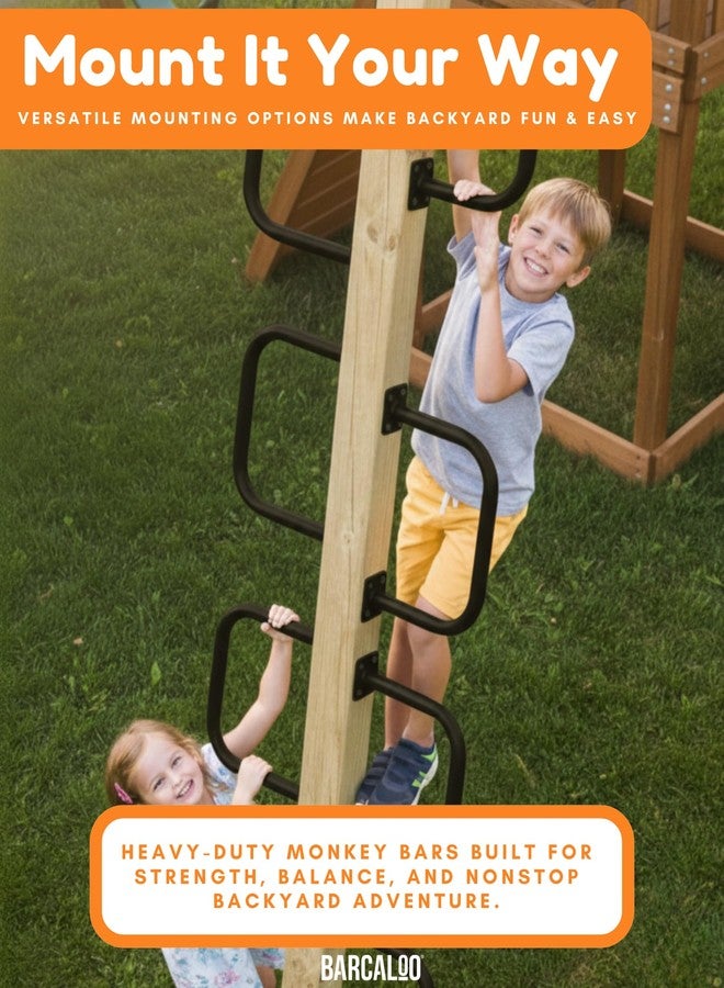 Barcaloo 12x8 Outdoor Indoor Monkey Bars for Backyard- Set of 6, Black U Shaped Metal Monkey Bar Set for Swing Set, Ceiling Mounted & Playground Ladder - Playset Kit Includes Hardware for Mounting - Image 3