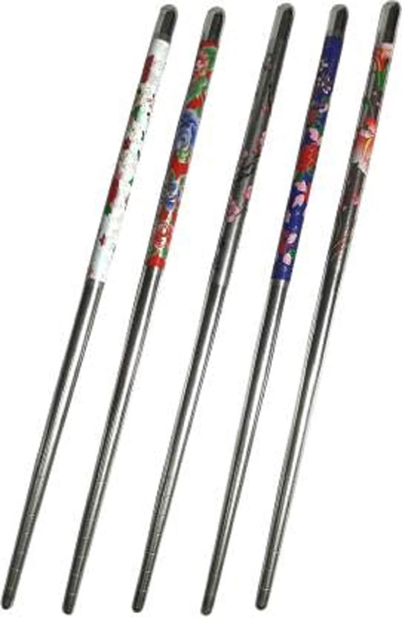 SIWAN Metal Juda Stick Reusable Metal Resistant Chopsticks For Girl Women 18 cm Tall Pack Of 6 Pices - Image 1