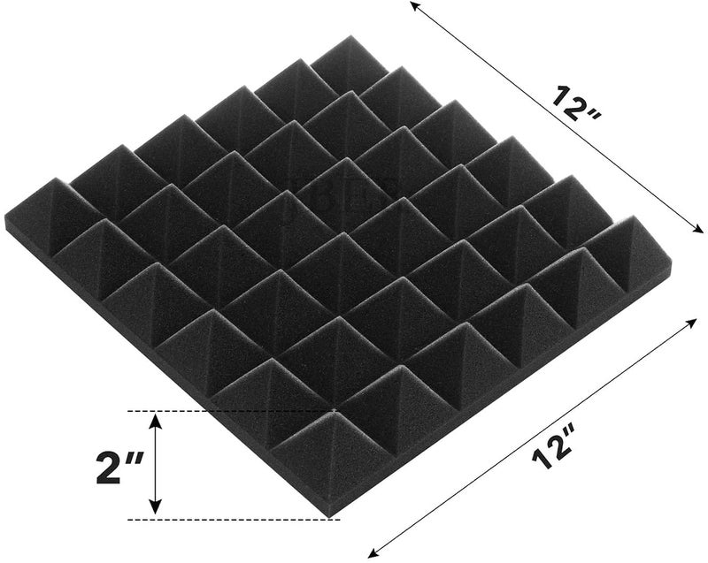 ATOOTFUSION Acoustic Panels, 2" X 12" X 12" Acoustic Foam Panels, Studio Wedge Tiles, Sound Panels Pyramid Soundproof Sound Insulation Absorbing Home and Office(Black) (Count 03) - Image 2