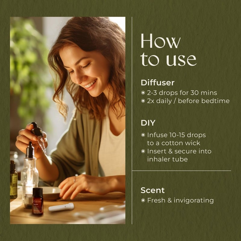 Gya Labs Breathe Essential Oil Blends - 100% Pure Natural Breathe Easy Essential Oils from Eucalyptus, Peppermint and More for Humidifier Cleaner (0.34 Fl Oz) - Image 5
