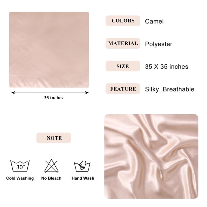 VBAEI 35â€ Large Square Satin Head Scarf - 3Pcs Silk Like Head Scarves Silk Bandana Satin Hair Scarf Head Wraps For Women(Champagne,Camel,Black) - Image 3