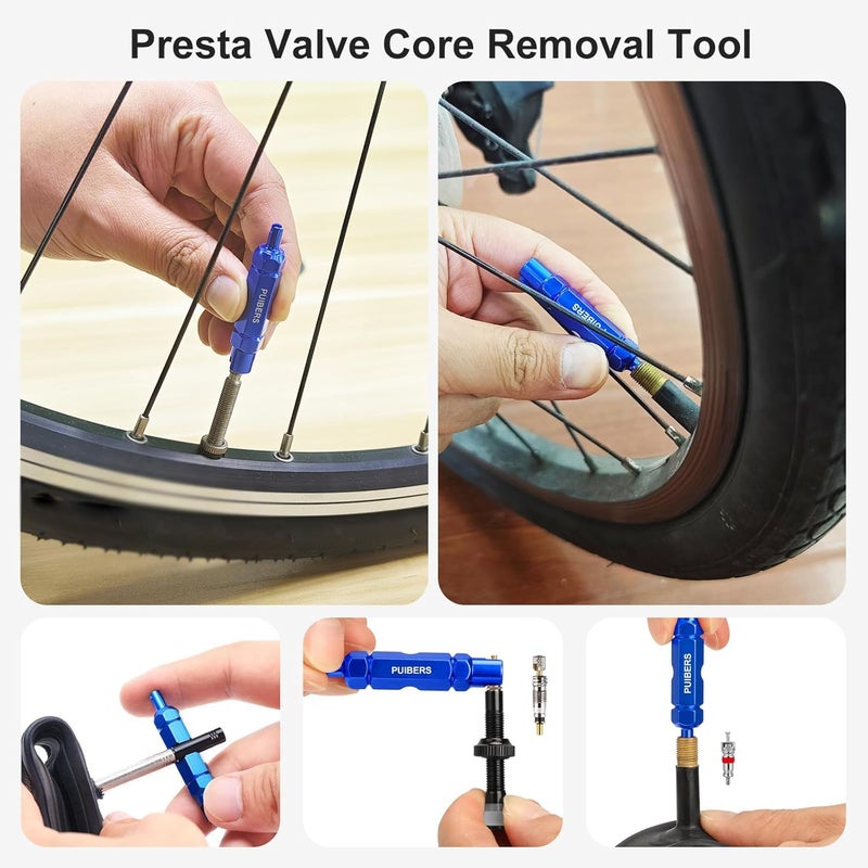 PUIBERS Tire Valve Stem Removal Tool Kit 3-Piece Set, Presta and Schrader Valve Core Removal Tools Set with 4 in 1 Valve Stem Puller Repair Tools - Image 4