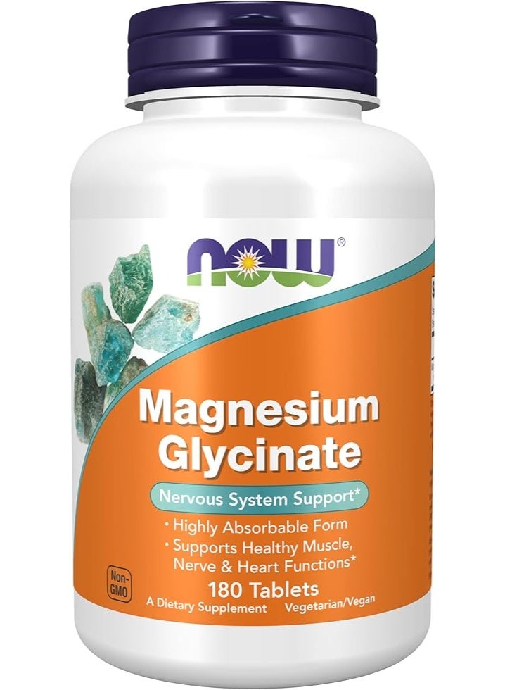 NOW Magnesium Glycinate Tablets 180 Tablets - Image 1