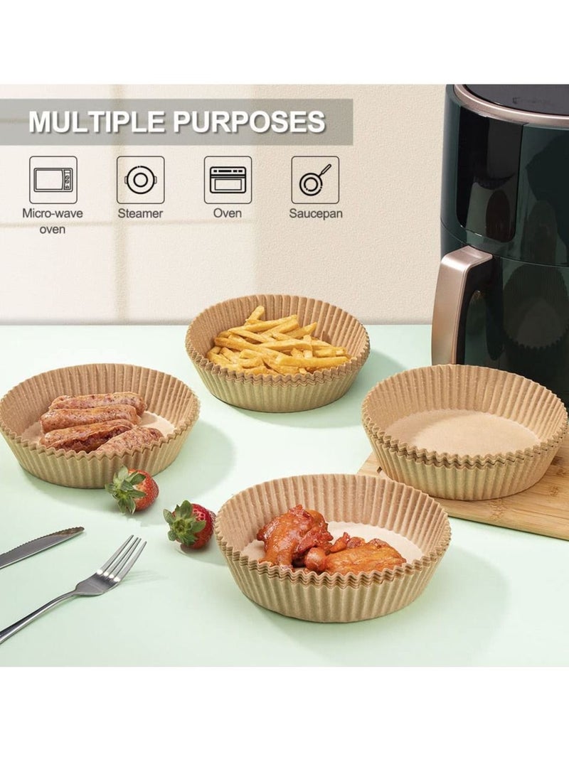 Haidue - 100Pcs 7.8Inch Air Fryer Liners Greaseproof Nonstick Round Parchment Papers with 100 Transparent Gloves - Image 1