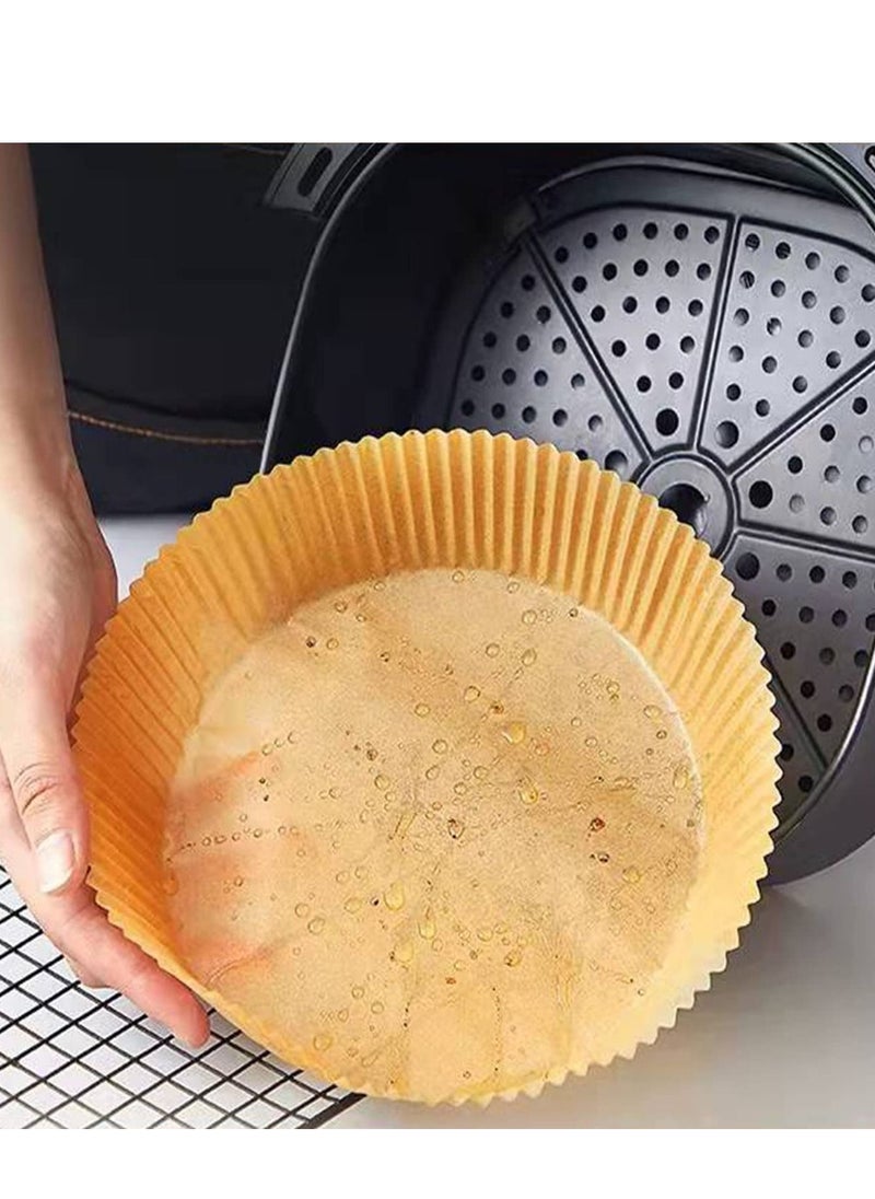 Haidue - 100Pcs 7.8Inch Air Fryer Liners Greaseproof Nonstick Round Parchment Papers with 100 Transparent Gloves - Image 1