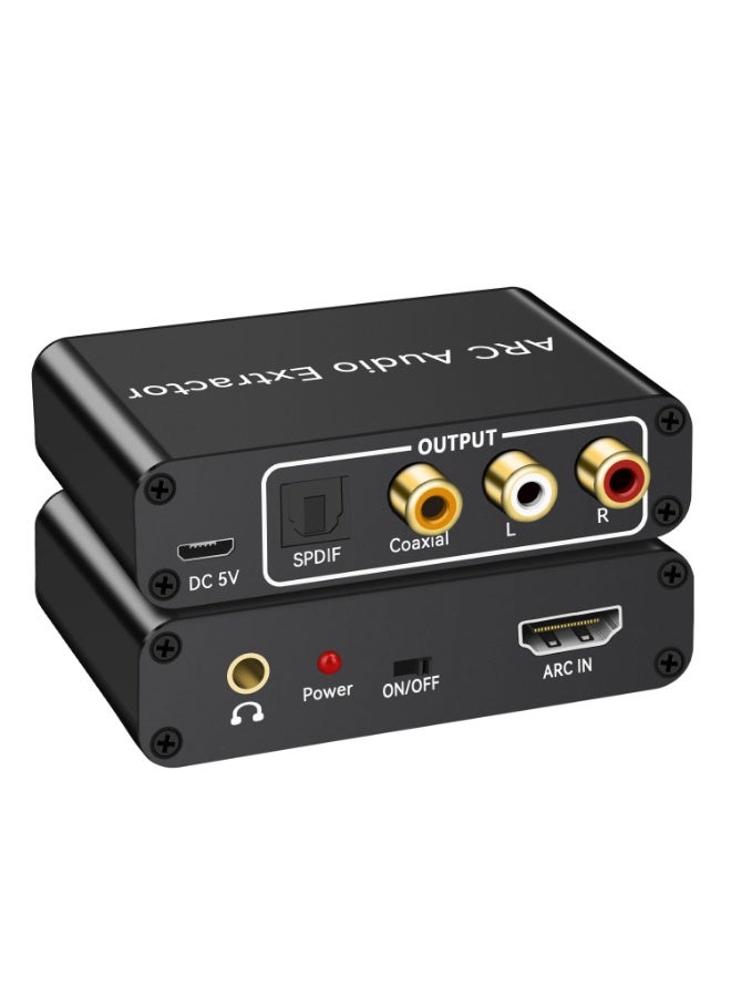 VKL HDMI ARC Audio Extractor, 192KHz HDMI ARC Audio Adapter Converter Splitter to Optical TOSLINK SPDIF + RCA L/R+ Coaxial and Analog 3.5mm Stereo for Soundbar HDTV Speaker Headphones Amplifier - Image 1