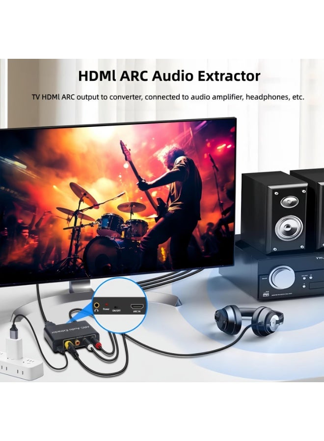 VKL HDMI ARC Audio Extractor, 192KHz HDMI ARC Audio Adapter Converter Splitter to Optical TOSLINK SPDIF + RCA L/R+ Coaxial and Analog 3.5mm Stereo for Soundbar HDTV Speaker Headphones Amplifier - Image 5