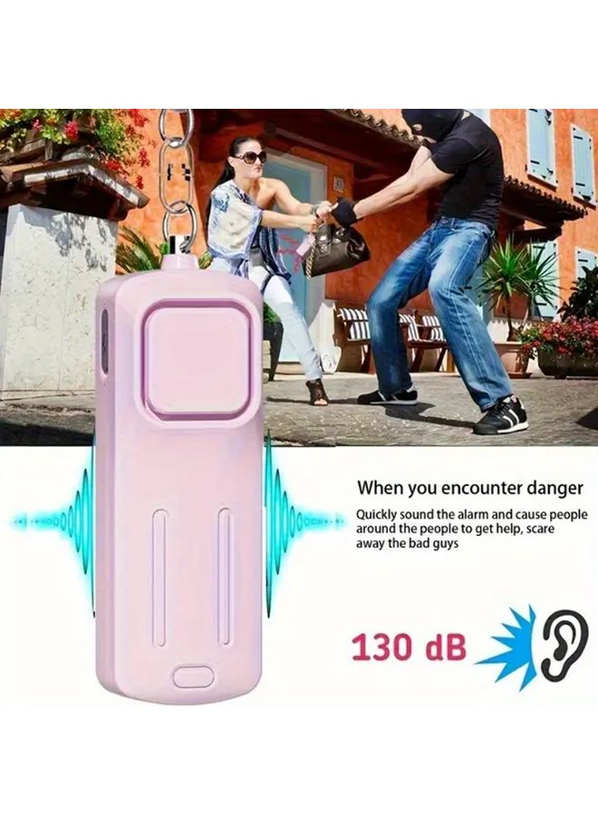 جهاز الإنذار الشخصي الأسود للنساء، صفارة عالية 130 ديسيبل، مع ضوء LED، جهاز أمان محمول - Image 2