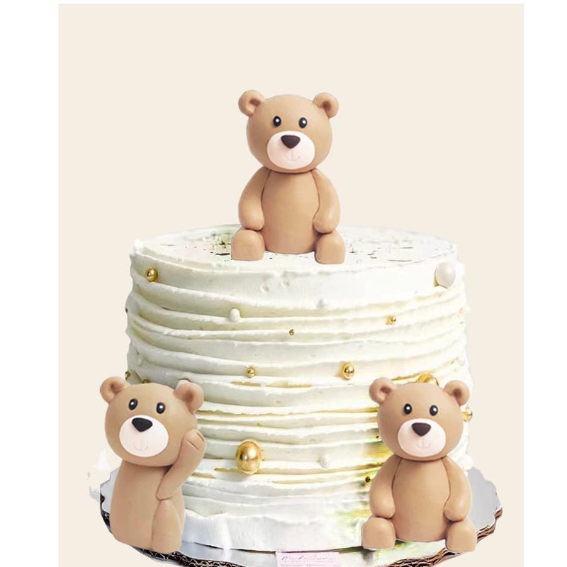 GmakCeder Baby Bear Cake Topper Blue Ball Cake Decor (3bears) - Image 1