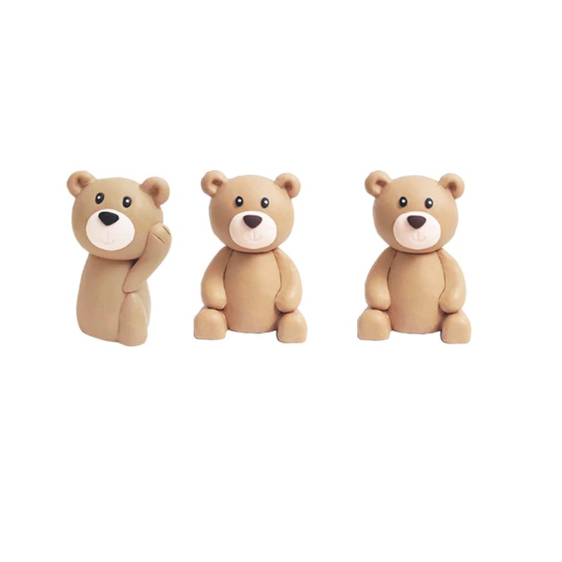 GmakCeder Baby Bear Cake Topper Blue Ball Cake Decor (3bears) - Image 2