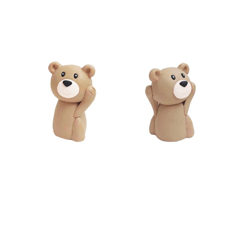 GmakCeder Baby Bear Cake Topper Blue Ball Cake Decor (3bears) - Image 3