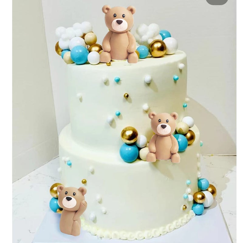 GmakCeder Baby Bear Cake Topper Blue Ball Cake Decor (3bears) - Image 5