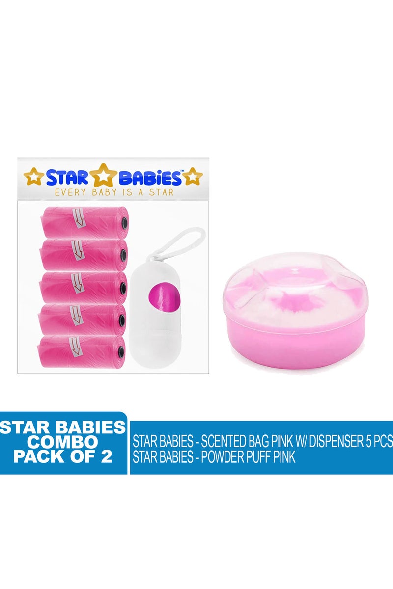 Star Babies - Powder Puff & Disposable Scented Bag 5pcs w/ Dispenser - Pink - Image 2