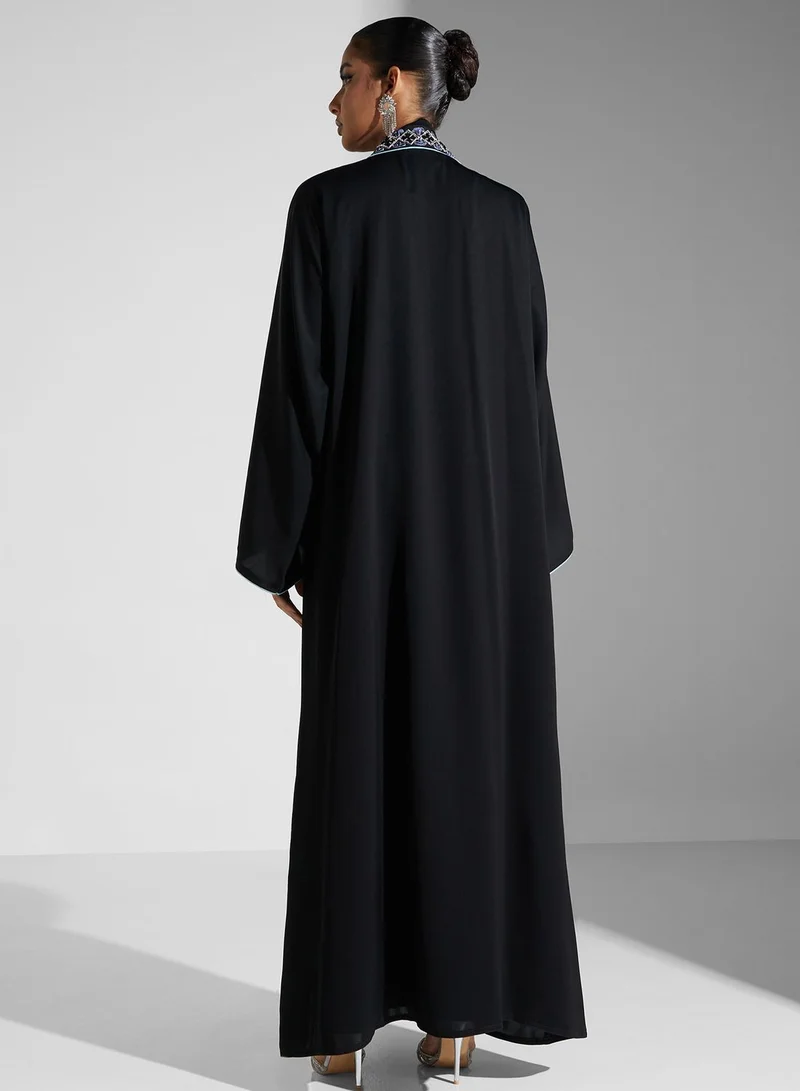 hayas closet Embellished Flared Sleeve Abaya