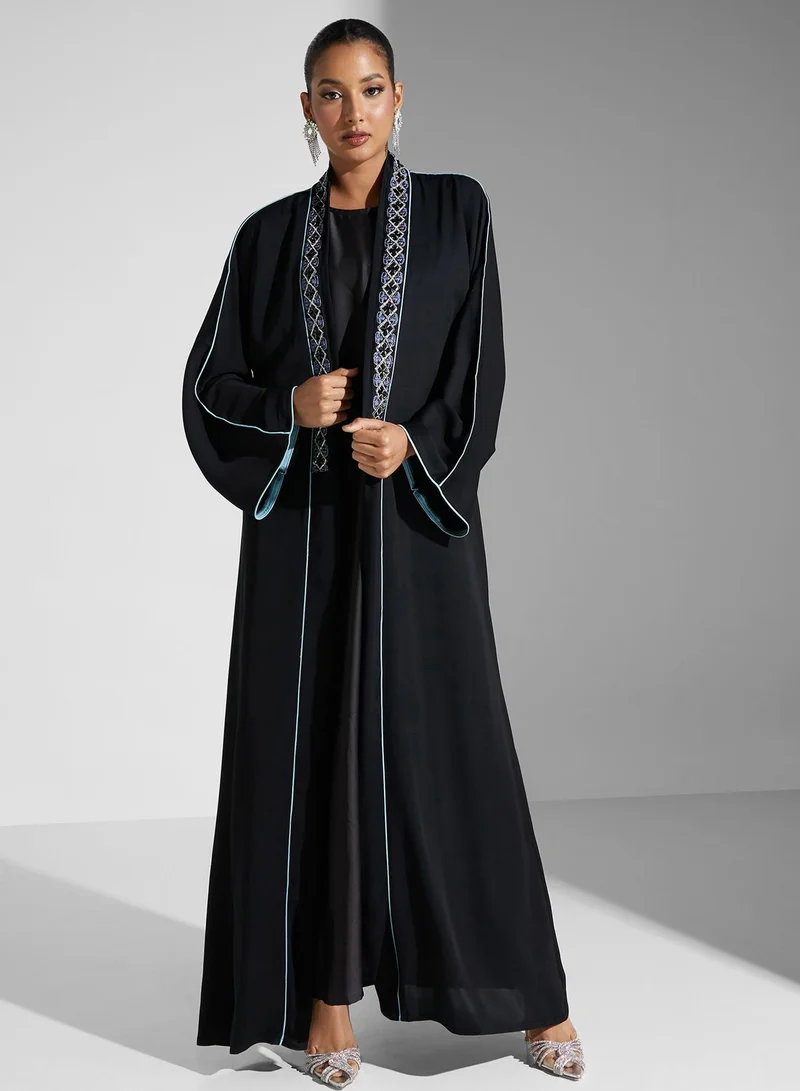 hayas closet Embellished Flared Sleeve Abaya