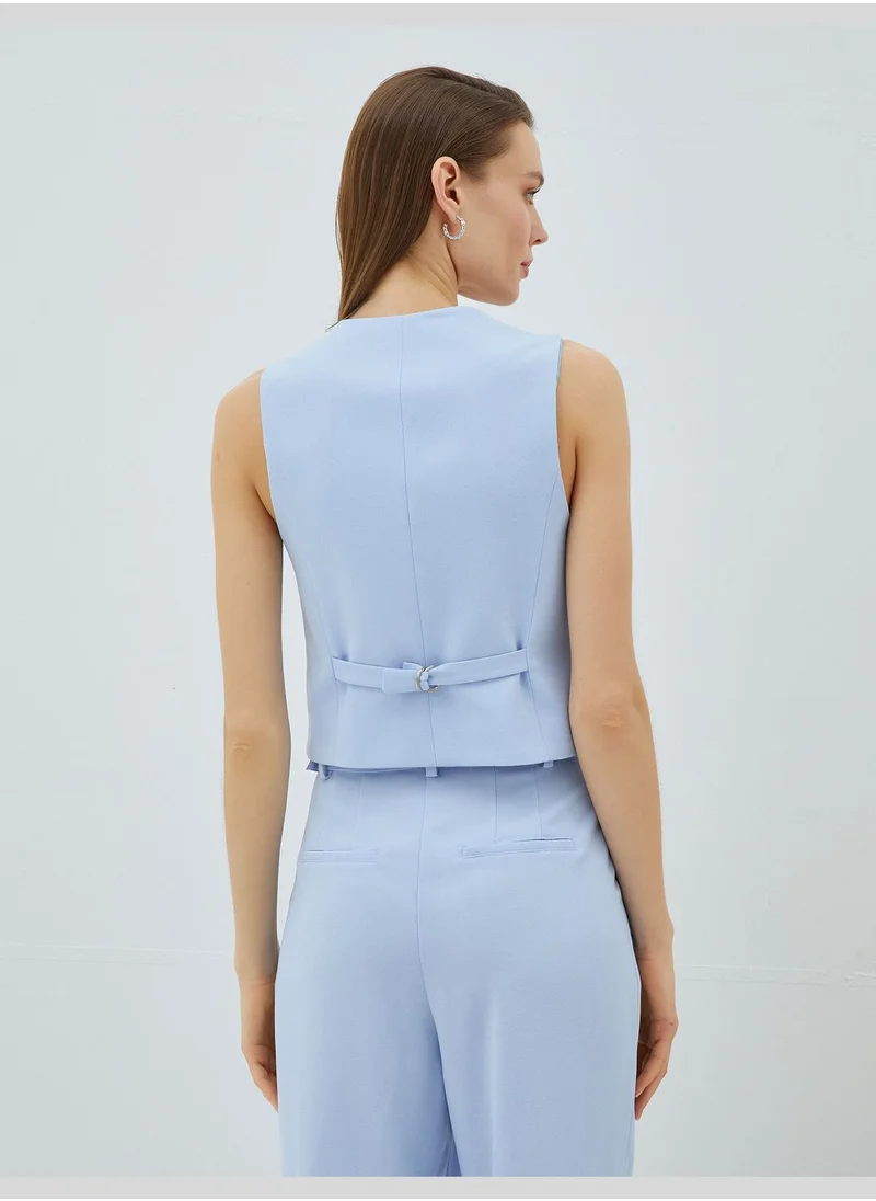 KOTON Belted Detail Crop Blazer Vest