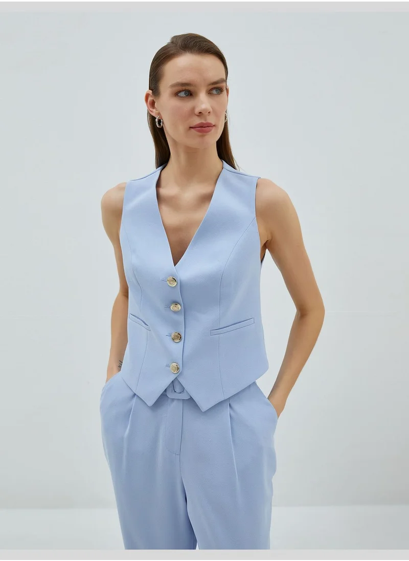 KOTON Belted Detail Crop Blazer Vest
