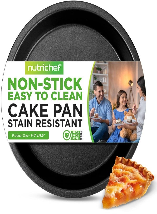 NutriChef 9-Inch Round Cake Pan - Nonstick Carbon Steel Baking Pan w/ Even Heating for Uniform Baking - Dishwasher Safe Bakeware, Black - Image 1