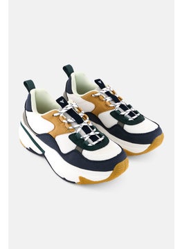 Women Brand Logo Lace Up Casual Shoes, White Combo