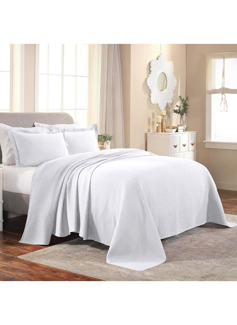 Superior Superior Cotton Fleur De Lis Bedspread Set Warm Blankets AllSeason Bedding Bedroom Decor Decorative Boho Medallion Coverlet Includes 1 Bedspread 2 Pillow Shams King White 