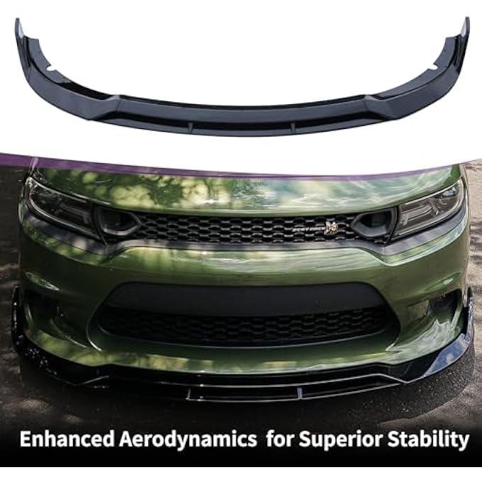 WildWell Front Bumper Lip for 2015-2024 Dodge Charger SRT Rock Style, Front Lip Spiltter Air Chin Body Kit Non-Widebody Glossy Black - Image 4