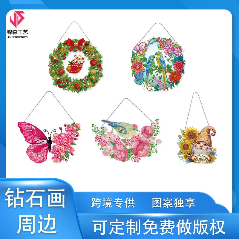 Handmade Cartoon Diamond Painting Christmas Ornament – 30X30cm LED Light Decoration - Image 2