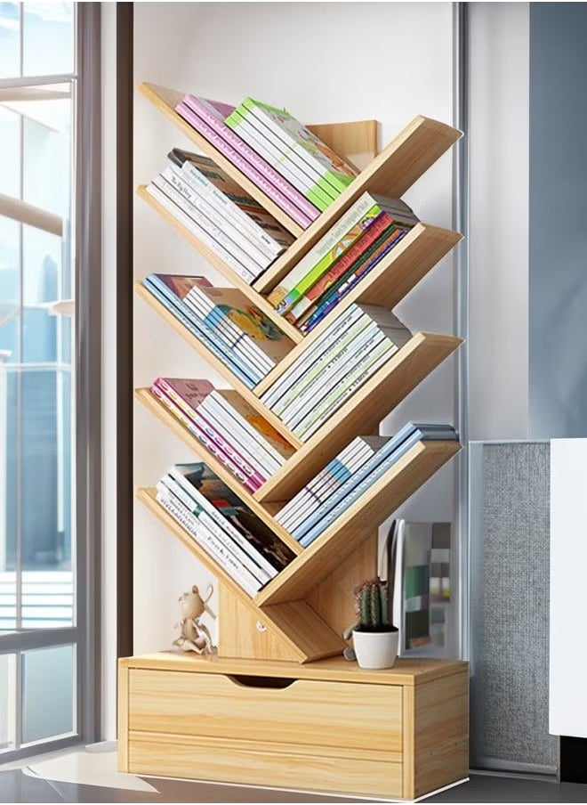 Beauenty Tree-shaped bookshelf with drawers easy to install and clean multi-layer storage rack suitable for living room and bedroom  - Image 1