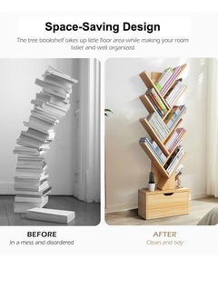 Beauenty Tree-shaped bookshelf with drawers easy to install and clean multi-layer storage rack suitable for living room and bedroom  - Image 3