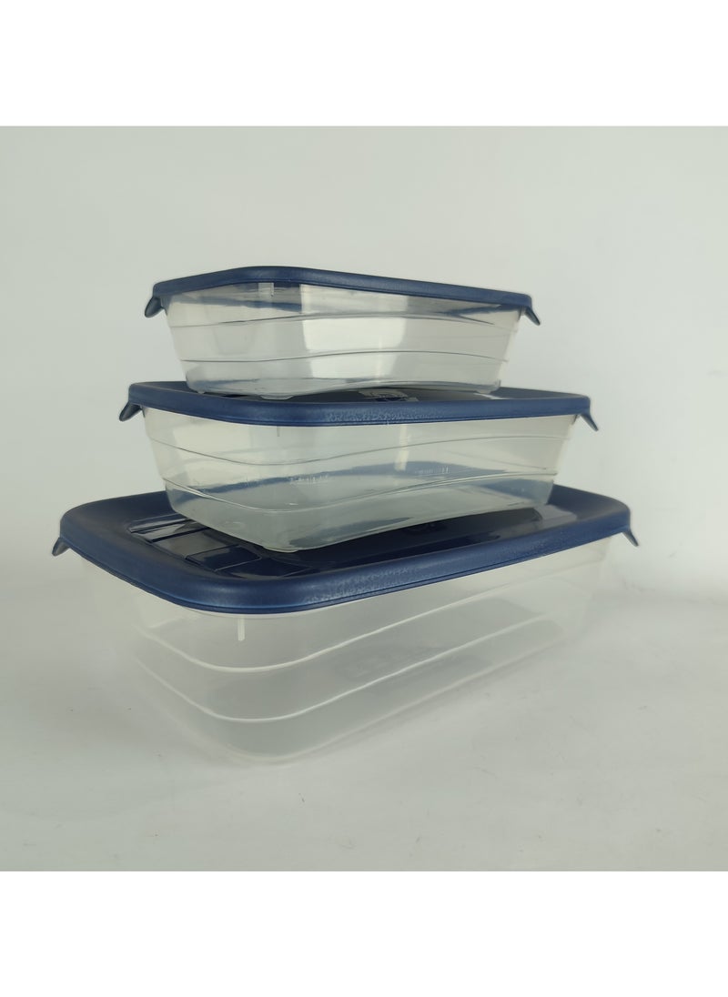 max plast - Max Plast Plastic Fridge Container Set, 3 different sized containers with airtight lids - Image 1