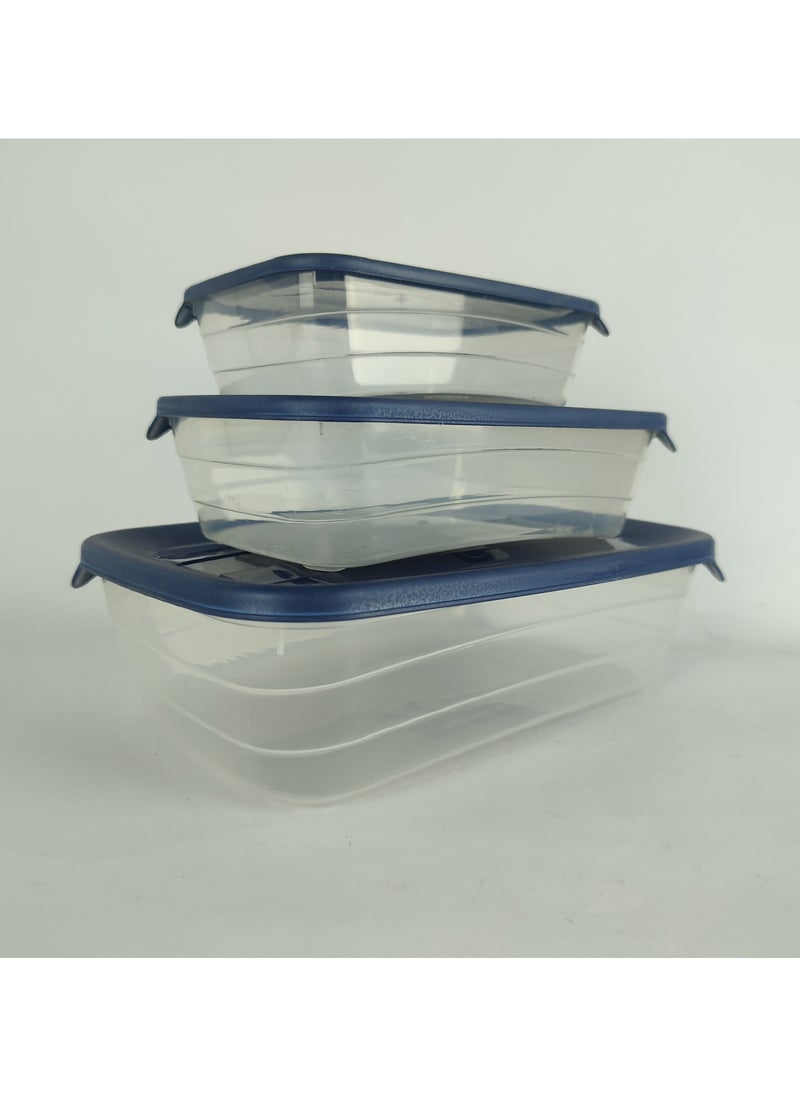 max plast - Max Plast Plastic Fridge Container Set, 3 different sized containers with airtight lids - Image 1