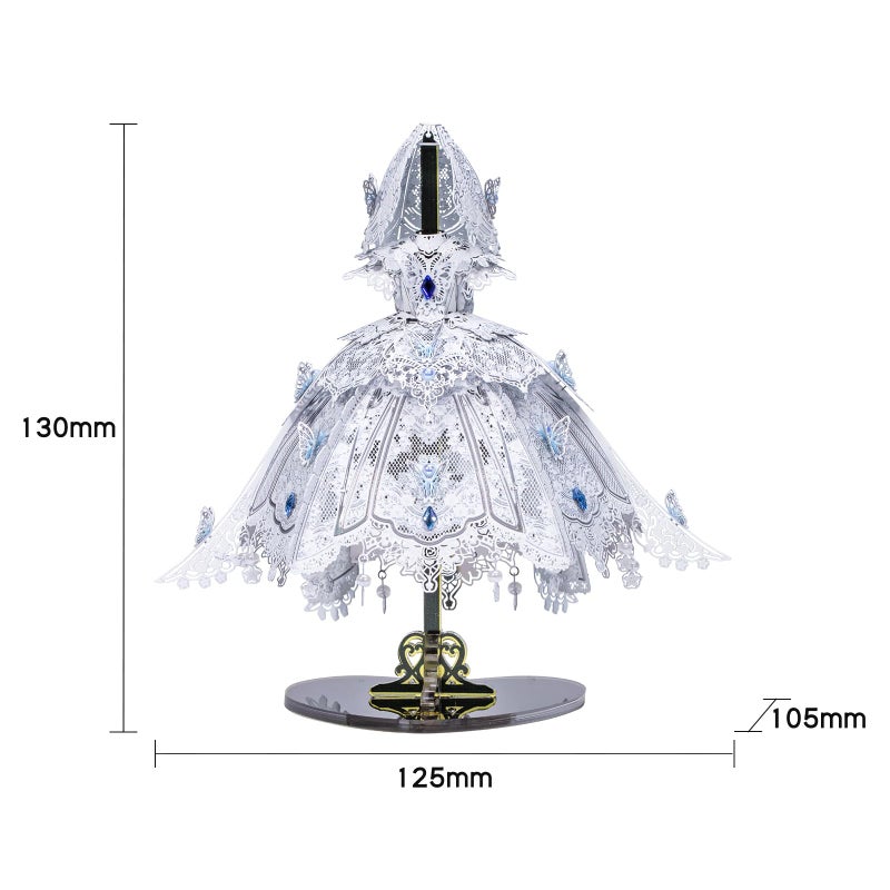 MU 3D Metal Puzzles for Adults Building Flowery Wedding Dress, Miniature Metal Model Kits Assembling, Birthday Bridal Gift DIY Toys Wedding Decoration Desk Decor Confidante Girlfriend Presents - Image 2