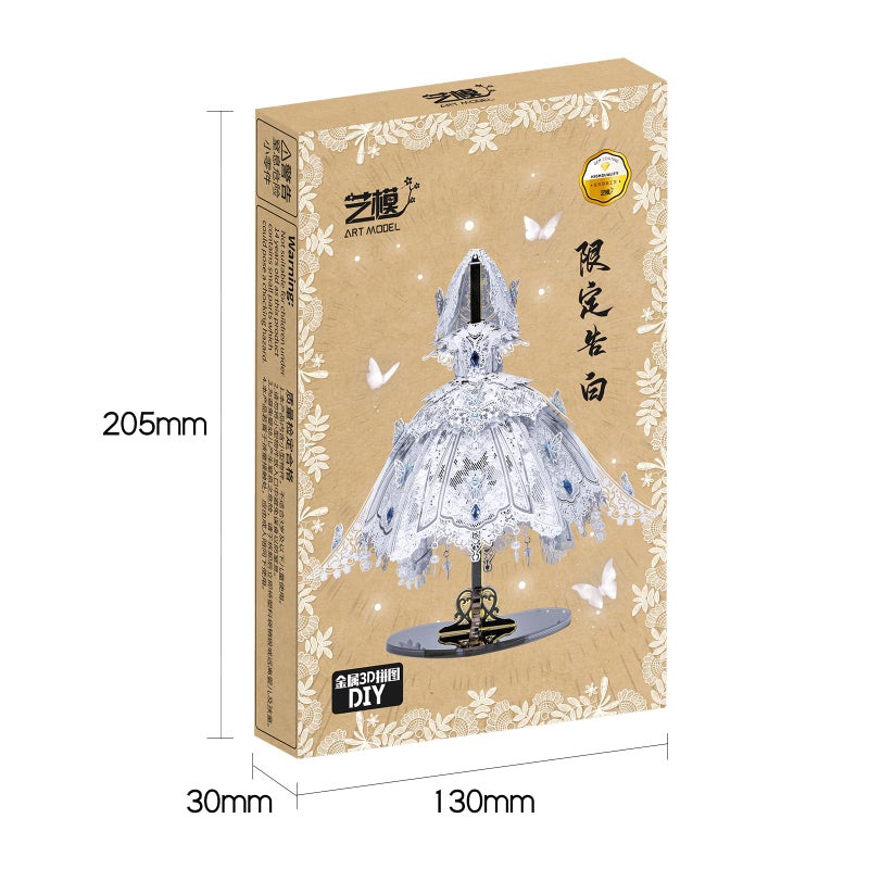 MU 3D Metal Puzzles for Adults Building Flowery Wedding Dress, Miniature Metal Model Kits Assembling, Birthday Bridal Gift DIY Toys Wedding Decoration Desk Decor Confidante Girlfriend Presents - Image 3