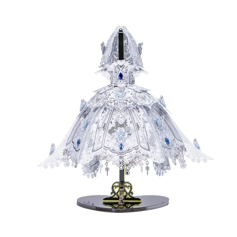 MU 3D Metal Puzzles for Adults Building Flowery Wedding Dress, Miniature Metal Model Kits Assembling, Birthday Bridal Gift DIY Toys Wedding Decoration Desk Decor Confidante Girlfriend Presents - Image 1