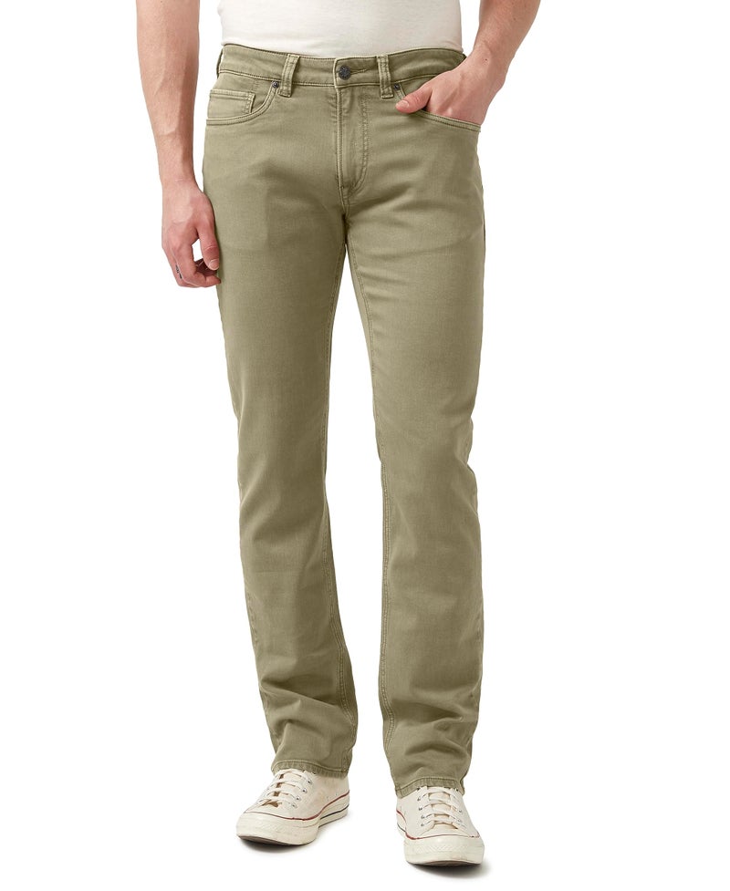 Buffalo David Bitton Men's Non-Denim Straight Leg Six French Terry Knit Pants with Stretch, Olive - Image 1