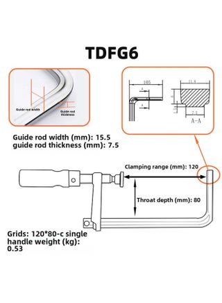 Tian Dasheng Work Woodworking Track Clamp Multi-functional Fixed G-clamp Pressed Tooth Quick F-clamp Hardware Tools-Specification Model:TDFG6 Wooden Handle Groove F Clamp 120 * 80-C (guide Rod 15.5*7.5) - pzsku/Z9970BA7755CF0880BF5CZ/45/_/1741598543/ed0a3bb0-5a22-49a8-a65d-52b0ad4c2fe9