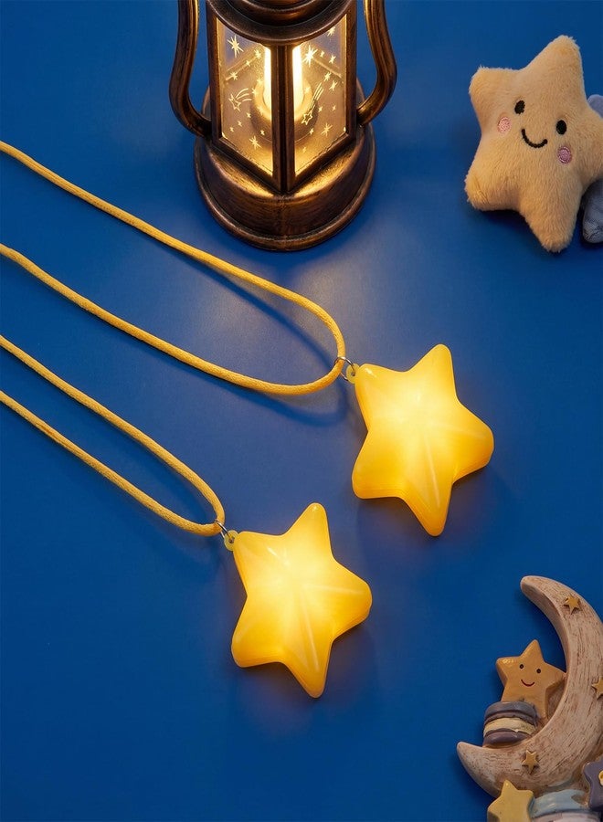 Yinkin July 4th Light Up Necklaces Flashing Star Bead Necklaces Glow In The Dark Party Supplies for Independence Day Weddings Valentines Mardi Gras Halloween Christmas(Star,Yellow,30) - Image 3