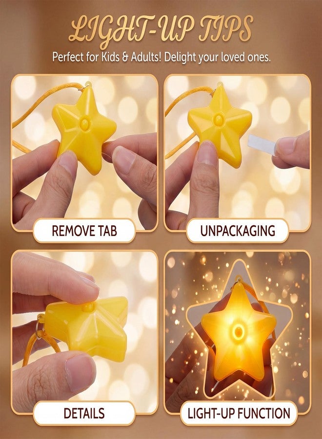 Yinkin July 4th Light Up Necklaces Flashing Star Bead Necklaces Glow In The Dark Party Supplies for Independence Day Weddings Valentines Mardi Gras Halloween Christmas(Star,Yellow,30) - Image 5