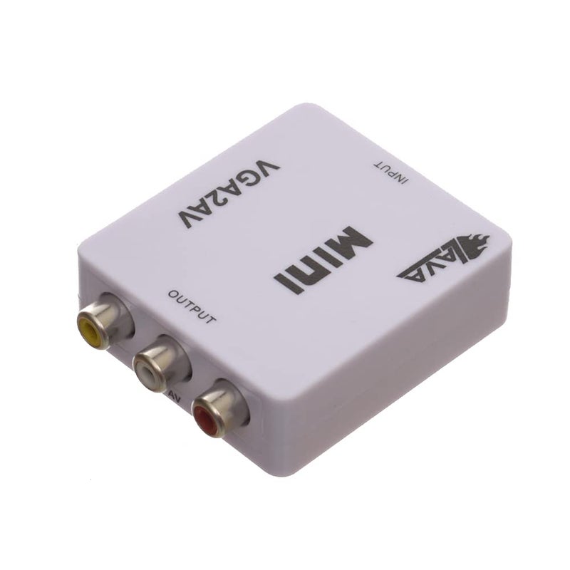 Vga to av converter mini converter with 3.5mm audio 1080p converter vga2av - white - Image 1