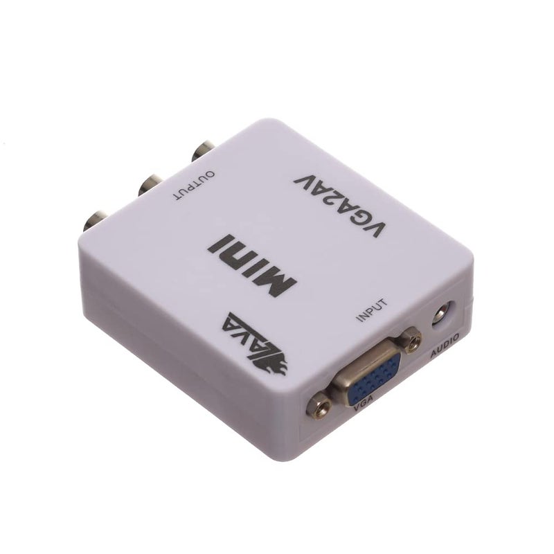 Vga to av converter mini converter with 3.5mm audio 1080p converter vga2av - white - Image 2