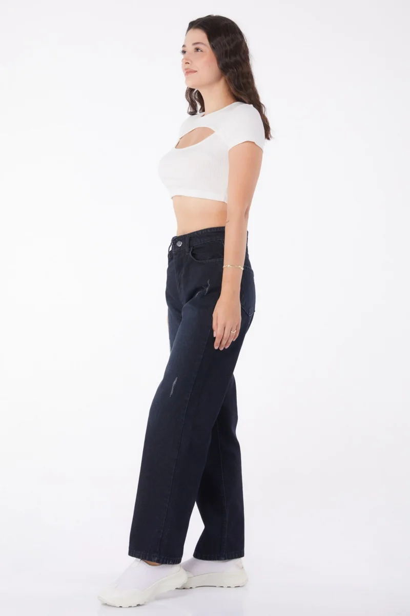 Tofisa Plain Mid Women's Anthracite Wide Leg Jeans - 25181