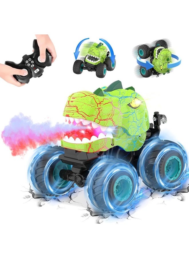 L&E Monster Truck Toys - Remote Control Monster Truck with Spray & Light, Dinosaur Toys for Kids 5-7, 1:20 Scale 2.4 GHz RC Truck, 360° Spins Car for Boys 4-7, Kids Christmas Birthday Gifts - Image 1